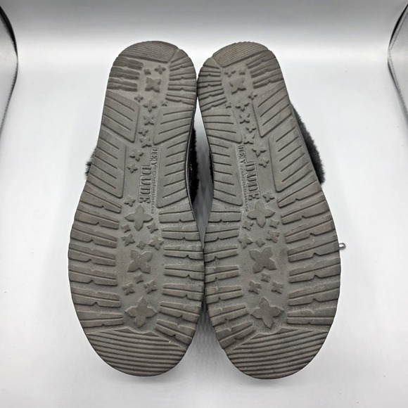 Hey Dude Britt Booties Womens 10 Starry Black Gold Faux Fur Lined Flat Comfort - Picture 9 of 13